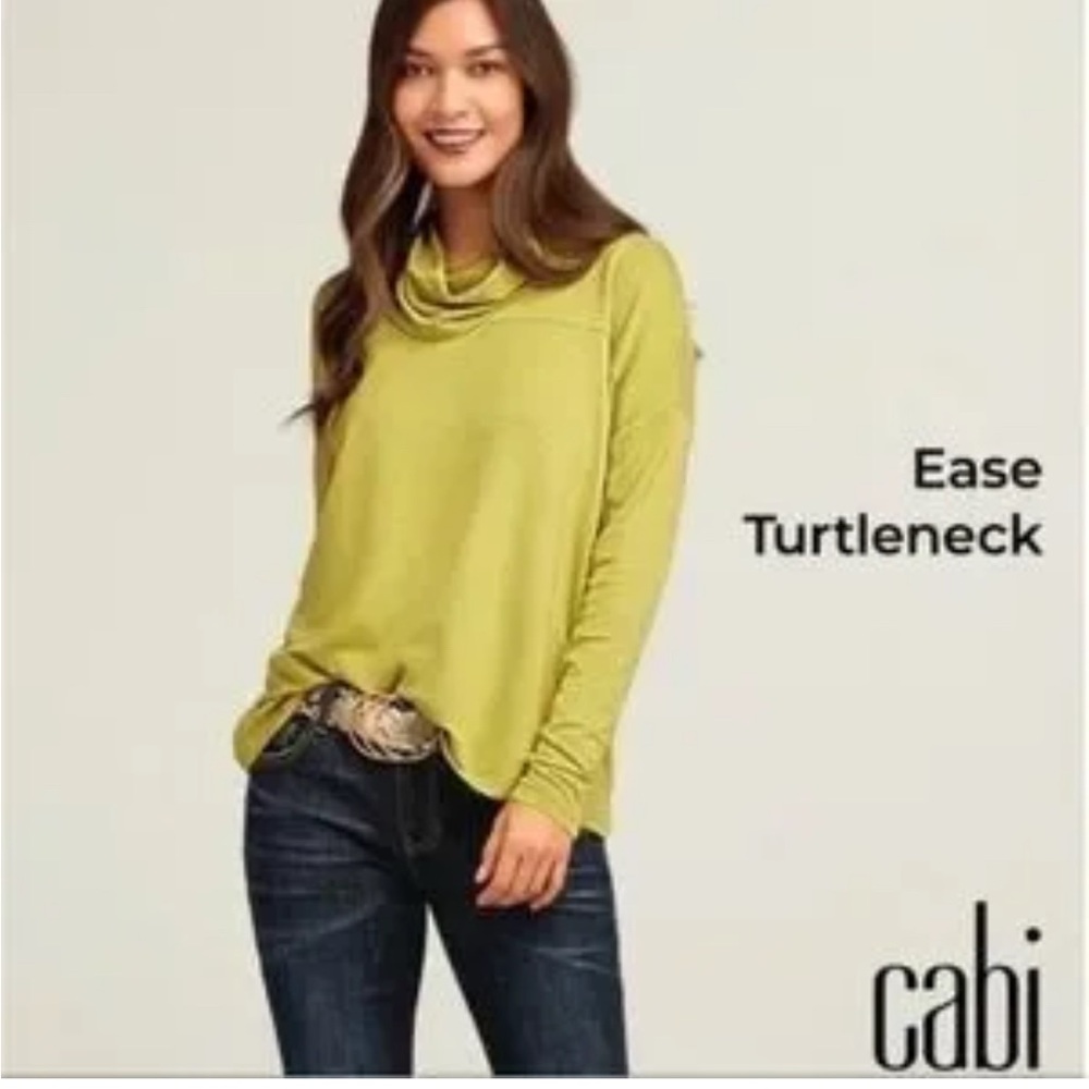 CAbi Ease Turtleneck Heather Yellow Cowl Neck Tunic Size Small EUC